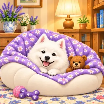 Samoyed in a beanbag